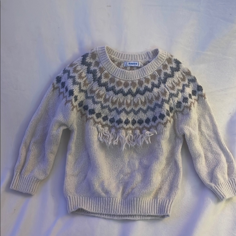 ❤️Mayoral Cream, Grey and Gold Crew Neck Sweater